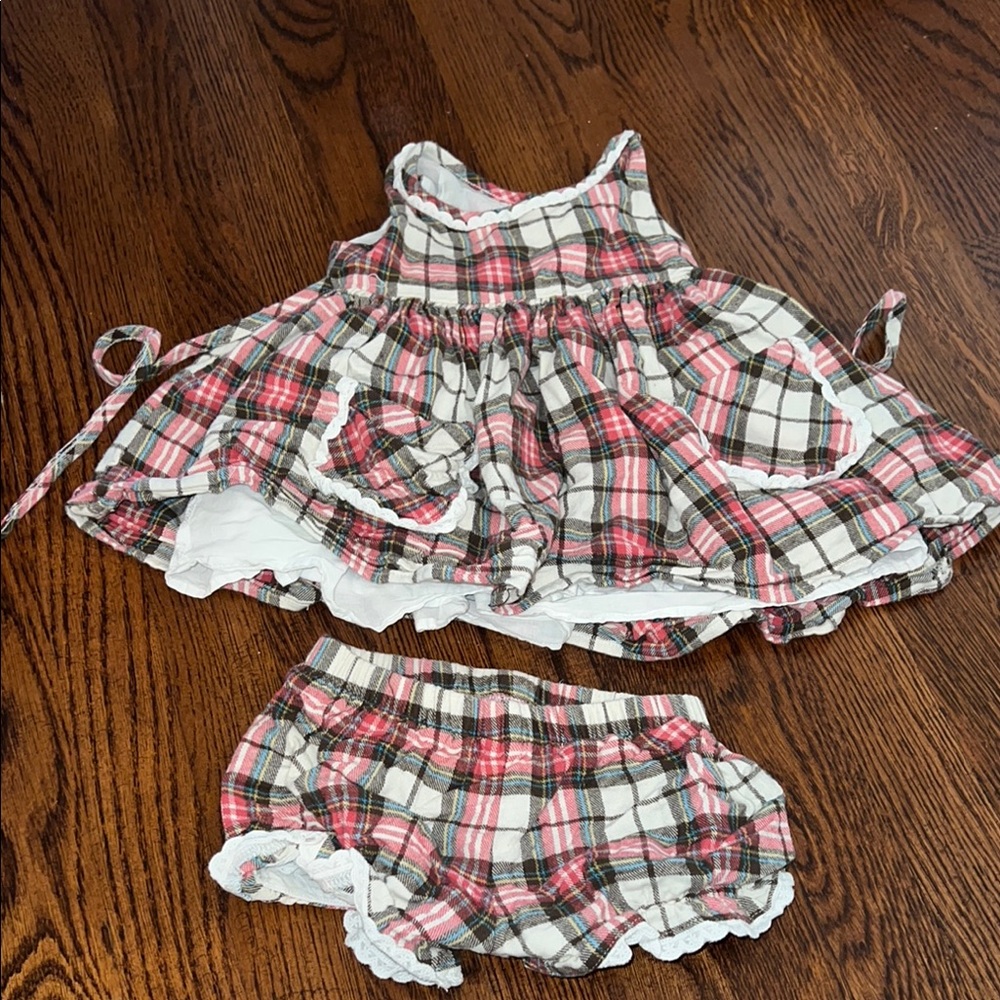 SweetHoney Red and White Diaper Cover with Lace Trim